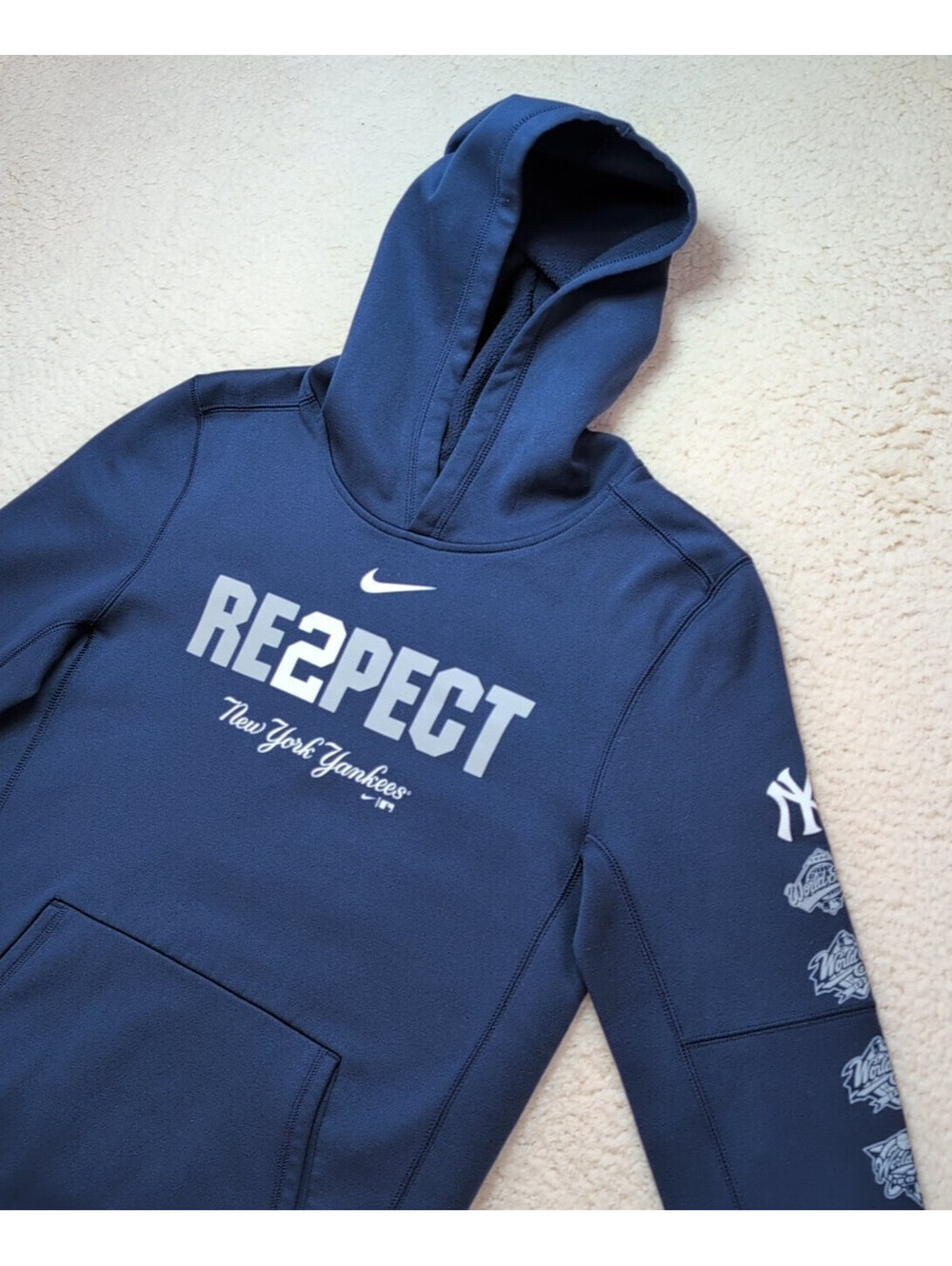 Nike NY Yankees RE2PECT Hoodie Derek Jeter Tribute Navy Men’s Size Small